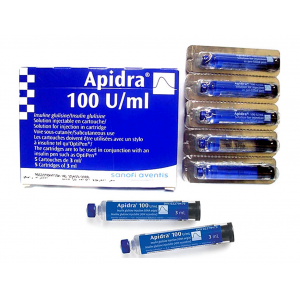 Apidra 100 Units / mL ( Insulin Glulisine ) Solution for injection 5 cartilages